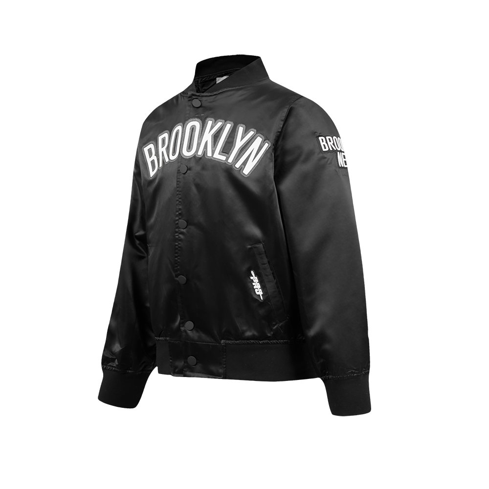NBA BROOKLYN NETS CLASSIC BLOUSON EN SATIN POUR GARÇON JUNIOR (NOIR)
