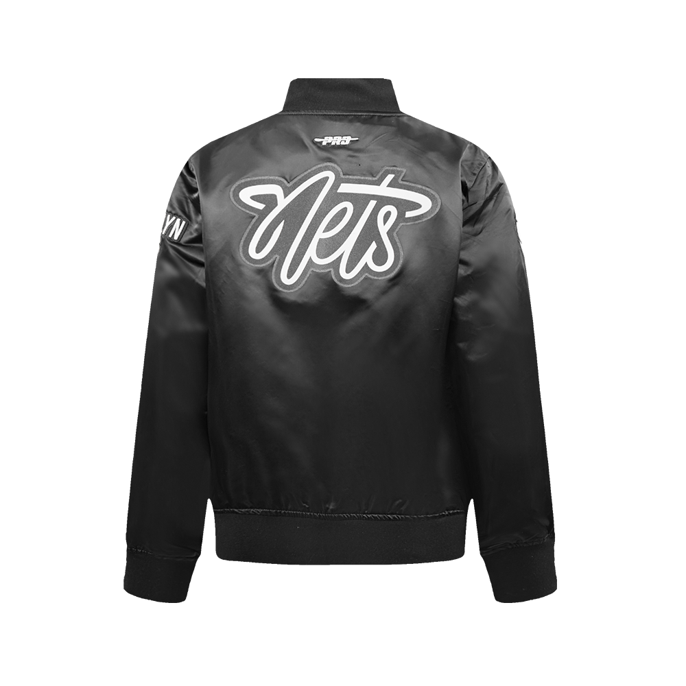 NBA BROOKLYN NETS CLASSIC BLOUSON EN SATIN POUR GARÇON JUNIOR (NOIR)