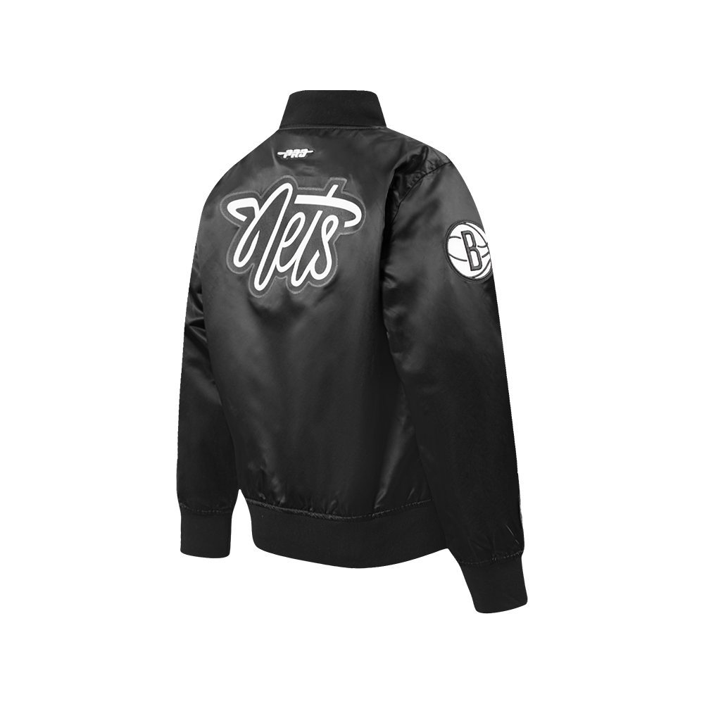 NBA BROOKLYN NETS CLASSIC BLOUSON EN SATIN POUR GARÇON JUNIOR (NOIR)