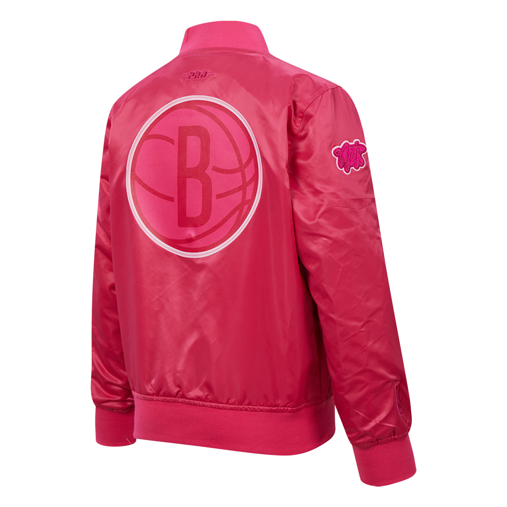 NBA BROOKLYN NETS BLOUSON TRIPLE ROSE EN SATIN POUR FILLE JUNIOR (VIOLET BETTERAVE)
