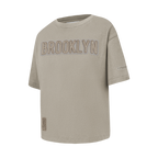 NBA BROOKLYN NETS NEUTRAL T-SHIRT À MANCHES COURTES ET À COUPE CARRÉE POUR FILLE JUNIOR (TAUPE)