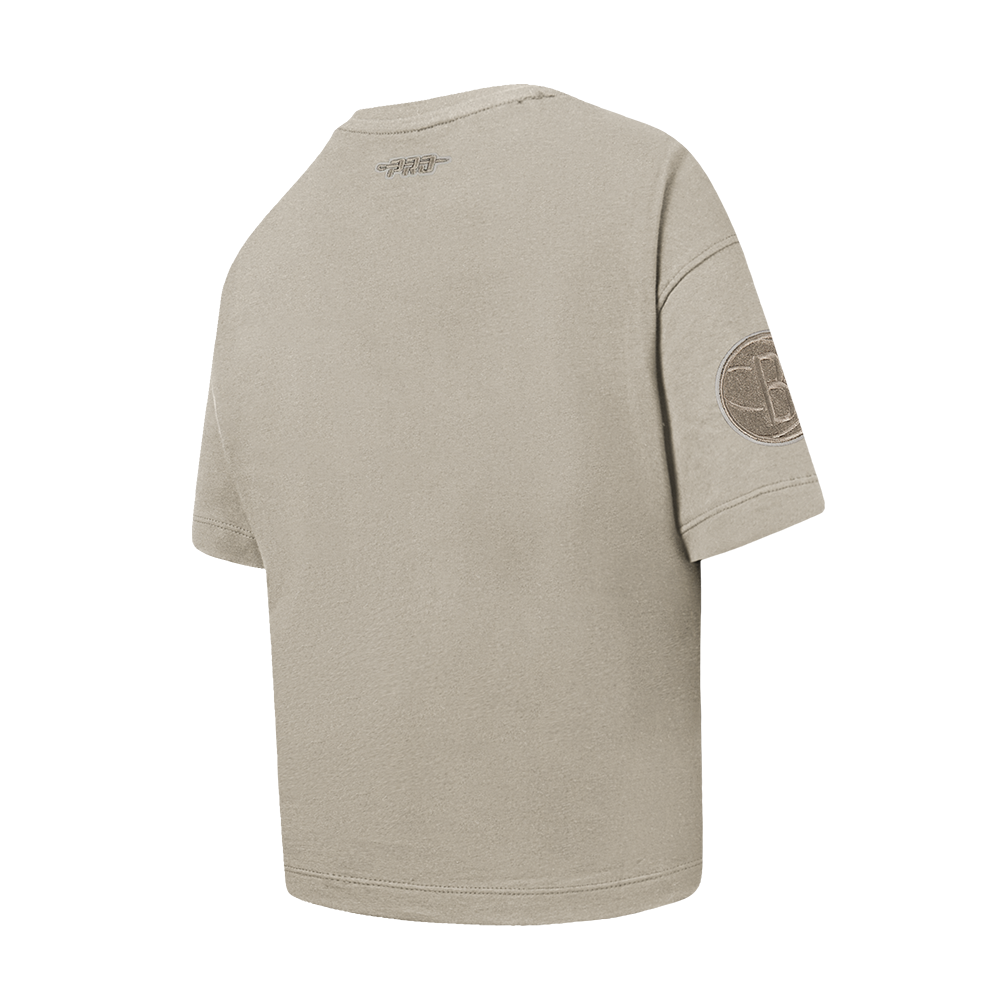 NBA BROOKLYN NETS NEUTRAL T-SHIRT À MANCHES COURTES ET À COUPE CARRÉE POUR FILLE JUNIOR (TAUPE)