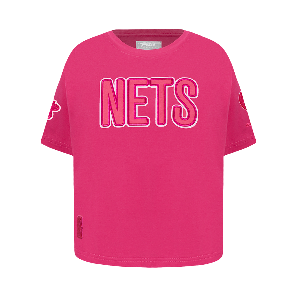 NBA BROOKLYN NETS T-SHIRT TRIPLE ROSE À MANCHES COURTES ET À COUPE CARRÉE POUR FILLE JUNIOR (VIOLET BETTERAVE)