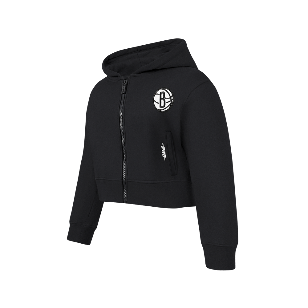 NBA BROOKLYN NETS CLASSIC CHANDAIL À CAPUCHON EN MOLLETON À GLISSIÈRE POUR FILLE JUNIOR (NOIR)