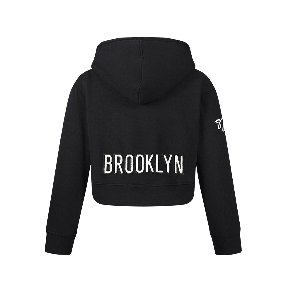 NBA BROOKLYN NETS CLASSIC CHANDAIL À CAPUCHON EN MOLLETON À GLISSIÈRE POUR FILLE JUNIOR (NOIR)