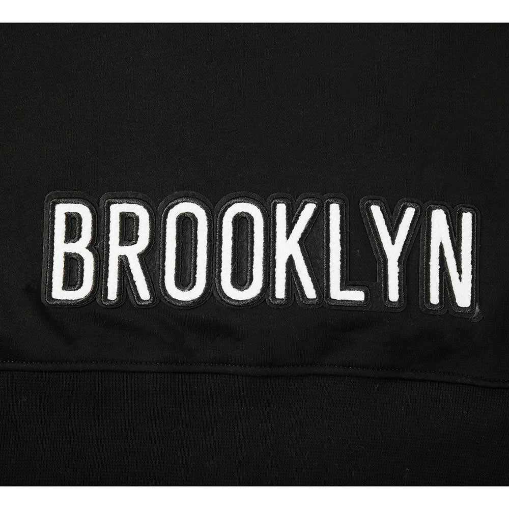NBA BROOKLYN NETS CLASSIC CHANDAIL À CAPUCHON EN MOLLETON À GLISSIÈRE POUR FILLE JUNIOR (NOIR)