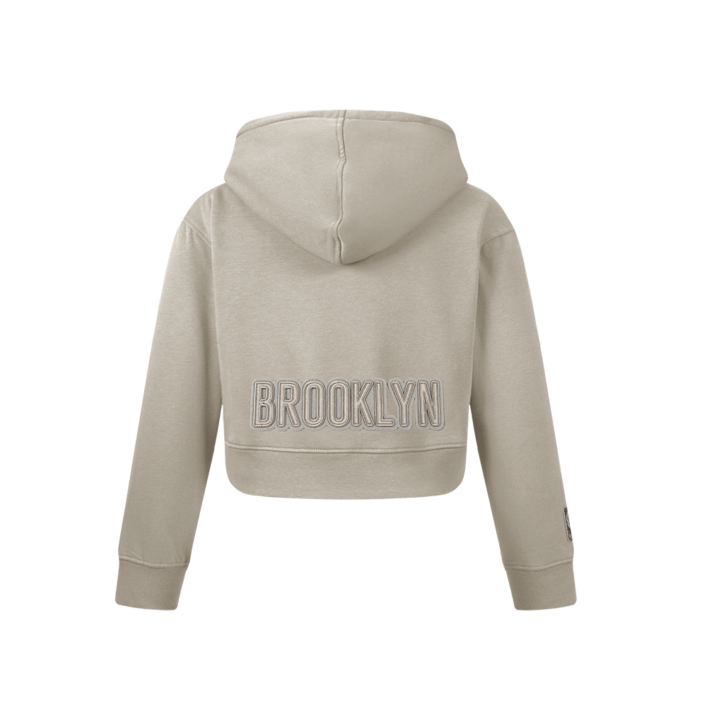 NBA BROOKLYN NETS NEUTRAL CHANDAIL À CAPUCHON EN MOLLETON POUR FILLE JUNIOR (TAUPE)