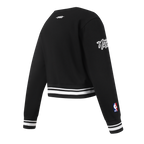 NBA BROOKLYN NETS RETRO CLASSIC BIG GIRL'S RIB FLC CREWNECK (BLACK)