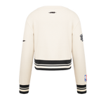 NBA BROOKLYN NETS RETRO CLASSIC BIG GIRL'S RIB FLC CREWNECK (EGGSHELL/ BLACK)