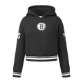 NBA BROOKLYN NETS RETRO CLASSIC BIG GIRL'S RIB FLC PO HOODIE (BLACK)