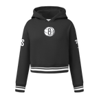 NBA BROOKLYN NETS RETRO CLASSIC BIG GIRL'S RIB FLC PO HOODIE (BLACK)