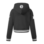 NBA BROOKLYN NETS RETRO CLASSIC BIG GIRL'S RIB FLC PO HOODIE (BLACK)