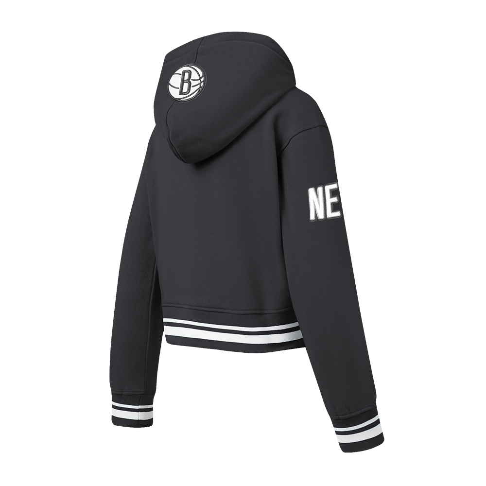 NBA BROOKLYN NETS RETRO CLASSIC BIG GIRL'S RIB FLC PO HOODIE (BLACK)