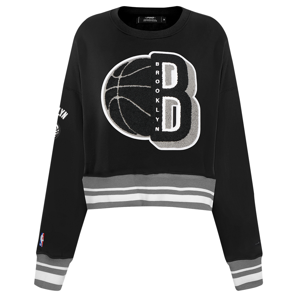 NBA BROOKLYN NETS CHANDAIL À COL ROND MASHUP CÔTELÉ POUR FEMME (NOIR/GRIS)
