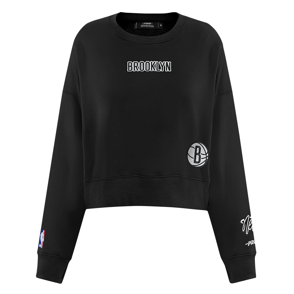 NBA BROOKLYN NETS WINGSPAN WOMEN'S FLEECE CREWNECK (BLACK)