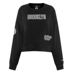 NBA BROOKLYN NETS REVERSE FRENCH TERRY WOMEN'S FLEECE CREWNECK (BLACK)