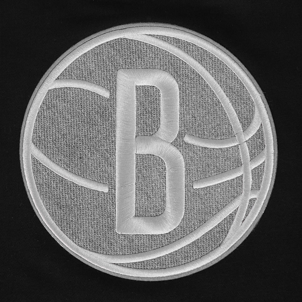 NBA BROOKLYN NETS REVERSE FRENCH TERRY WOMEN'S FLEECE CREWNECK (BLACK)