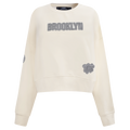 NBA BROOKLYN NETS REVERSE FRENCH TERRY WOMEN'S FLEECE CREWNECK (EGGSHELL)