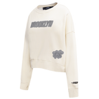 NBA BROOKLYN NETS REVERSE FRENCH TERRY WOMEN'S FLEECE CREWNECK (EGGSHELL)