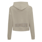 NBA BROOKLYN NETS NEUTRAL WOMEN'S CROPPED PULLOVER HOODIE (TAUPE)