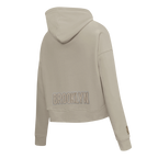 NBA BROOKLYN NETS NEUTRAL WOMEN'S CROPPED PULLOVER HOODIE (TAUPE)