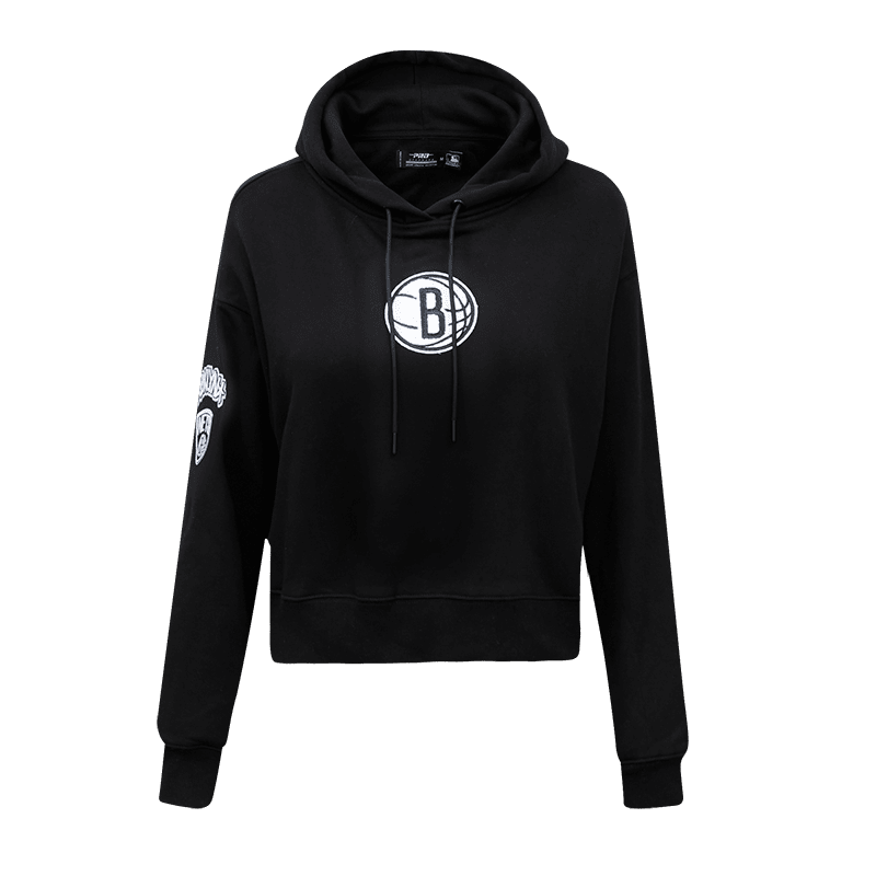 NBA BROOKLYN NETS CLASSIC CHANDAIL À CAPUCHON COURT POUR FEMME (NOIR)
