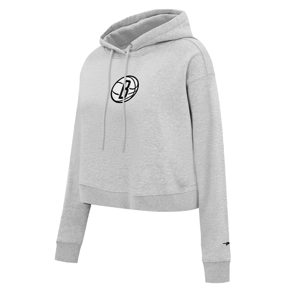 NBA BROOKLYN NETS CLASSIC WOMEN'S CROPPED PULLOVER HOODIE (HEATHER GREY)