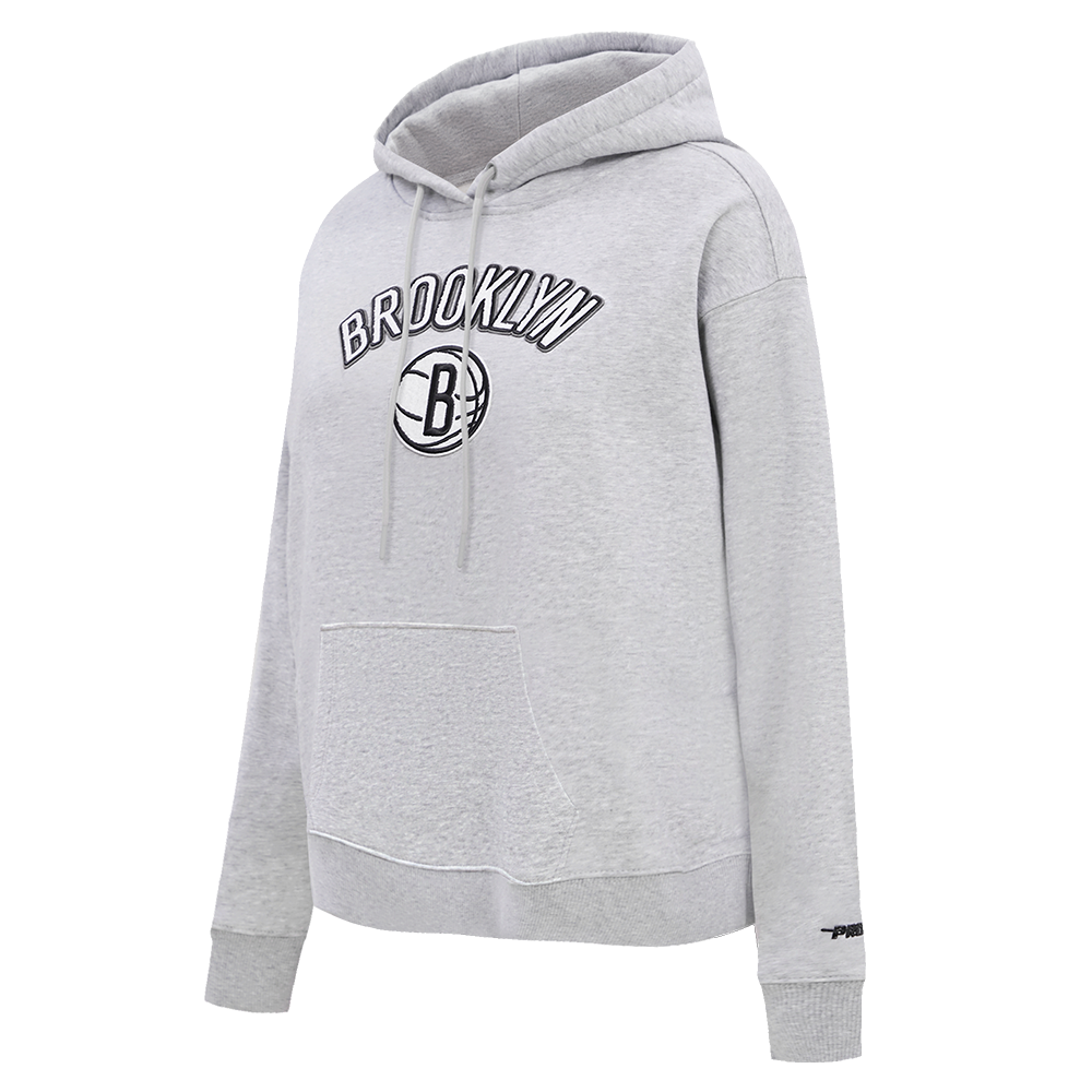 NBA BROOKLYN NETS CLASSIC WOMEN'S PULLOVER HOODIE (HEATHER GREY)