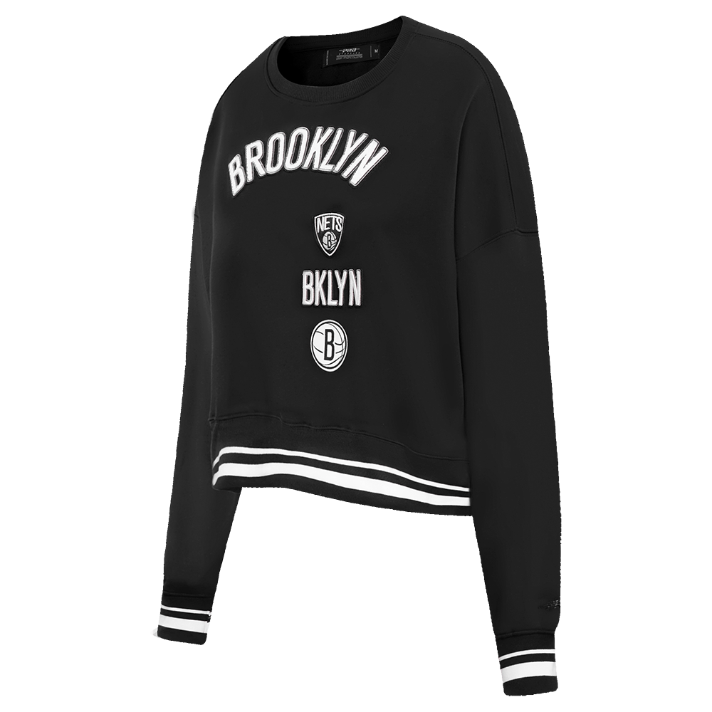 NBA BROOKLYN NETS RETRO CLASSIC WOMEN'S CREWNECK (BLACK)