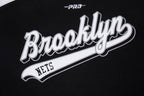 NBA BROOKLYN NETS SCRIPT TAIL WOMEN'S WOOL VARSITY JACKET (BLACK/GRAY)