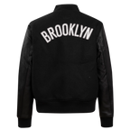 NBA BROOKLYN NETS CLASSIC BLOUSON COLLÉGIAL EN LAINE POUR FEMME (NOIR DE JAIS)
