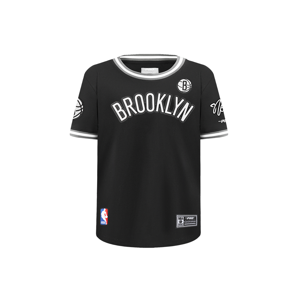 NBA BROOKLYN NETS CLASSIC T-SHIRT EN FILET À MANCHES COURTES POUR GARÇON ENFANT (NOIR/GRIS)