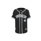 NBA BROOKLYN NETS CLASSIC LITTLE BOY'S MESH BUTTON DOWN SHIRT (BLACK/GRAY)
