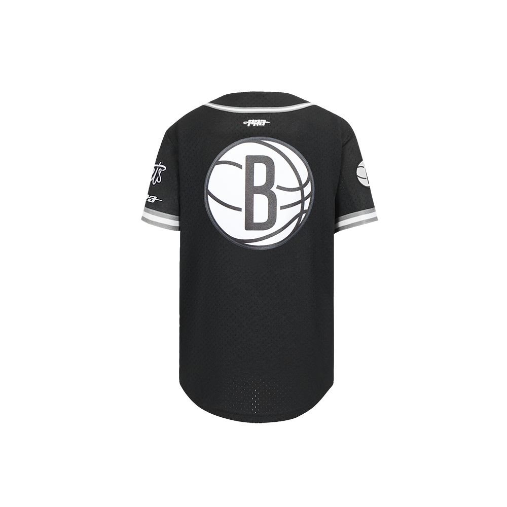 NBA BROOKLYN NETS CLASSIC LITTLE BOY'S MESH BUTTON DOWN SHIRT (BLACK/GRAY)