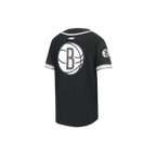 NBA BROOKLYN NETS CLASSIC LITTLE BOY'S MESH BUTTON DOWN SHIRT (BLACK/GRAY)