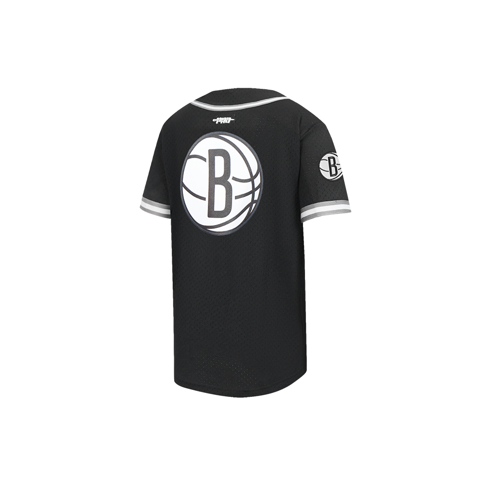 NBA BROOKLYN NETS CLASSIC LITTLE BOY'S MESH BUTTON DOWN SHIRT (BLACK/GRAY)