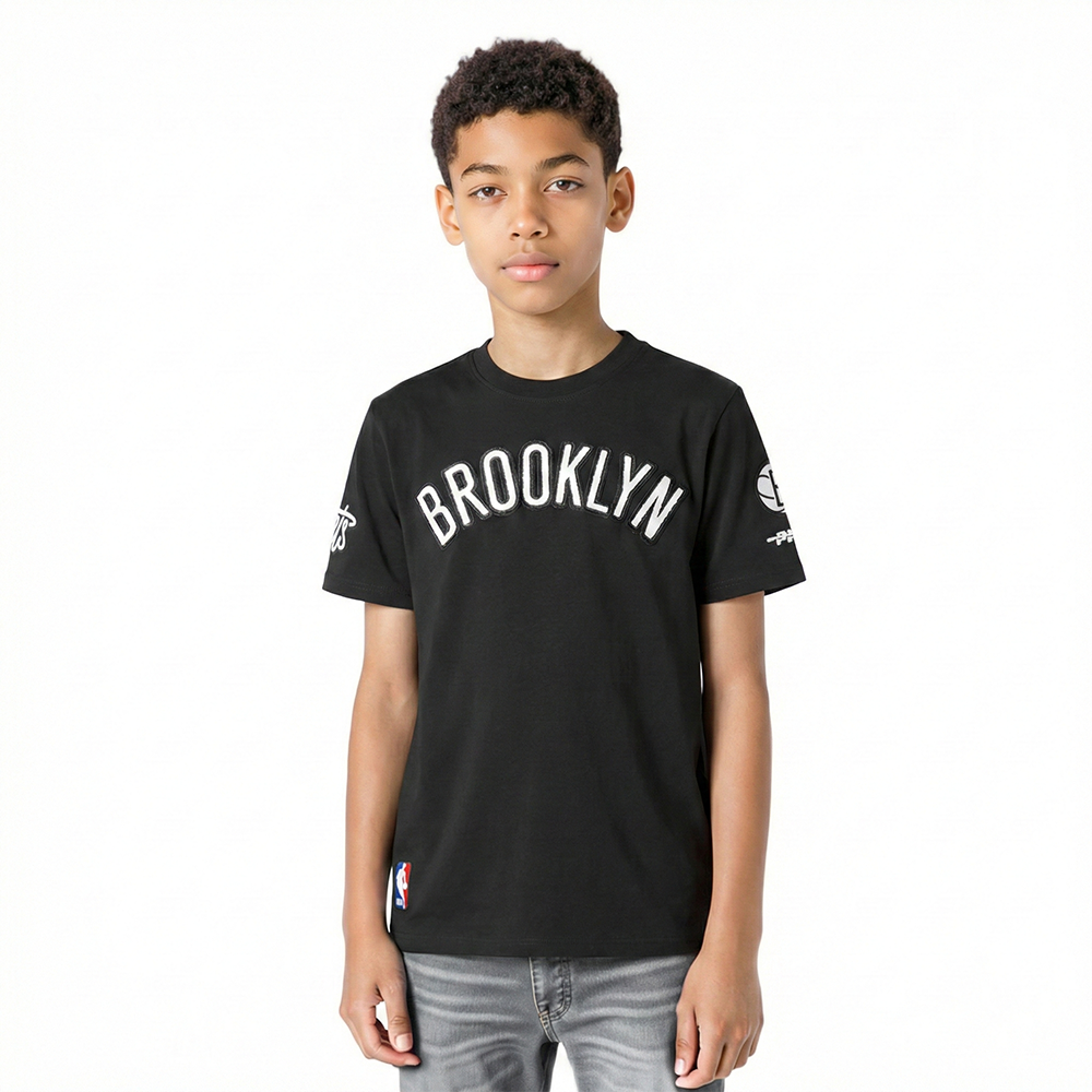 NBA BROOKLYN NETS CLASSIC T-SHIRT À MANCHES COURTES POUR GARÇON ENFANT (NOIR)