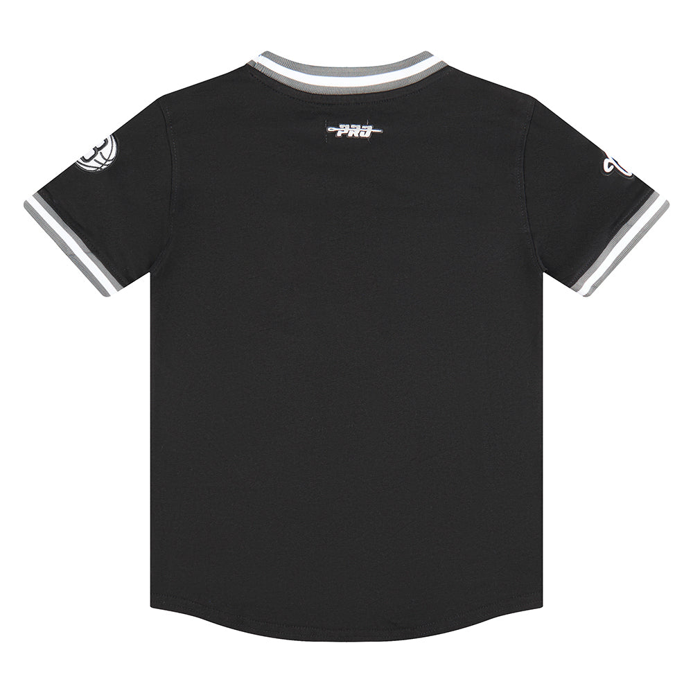 NBA BROOKLYN NETS CLASSIC LITTLE BOYS SHORT SLEEVE STRIPED RIB TEE (BLACK/GRAY)