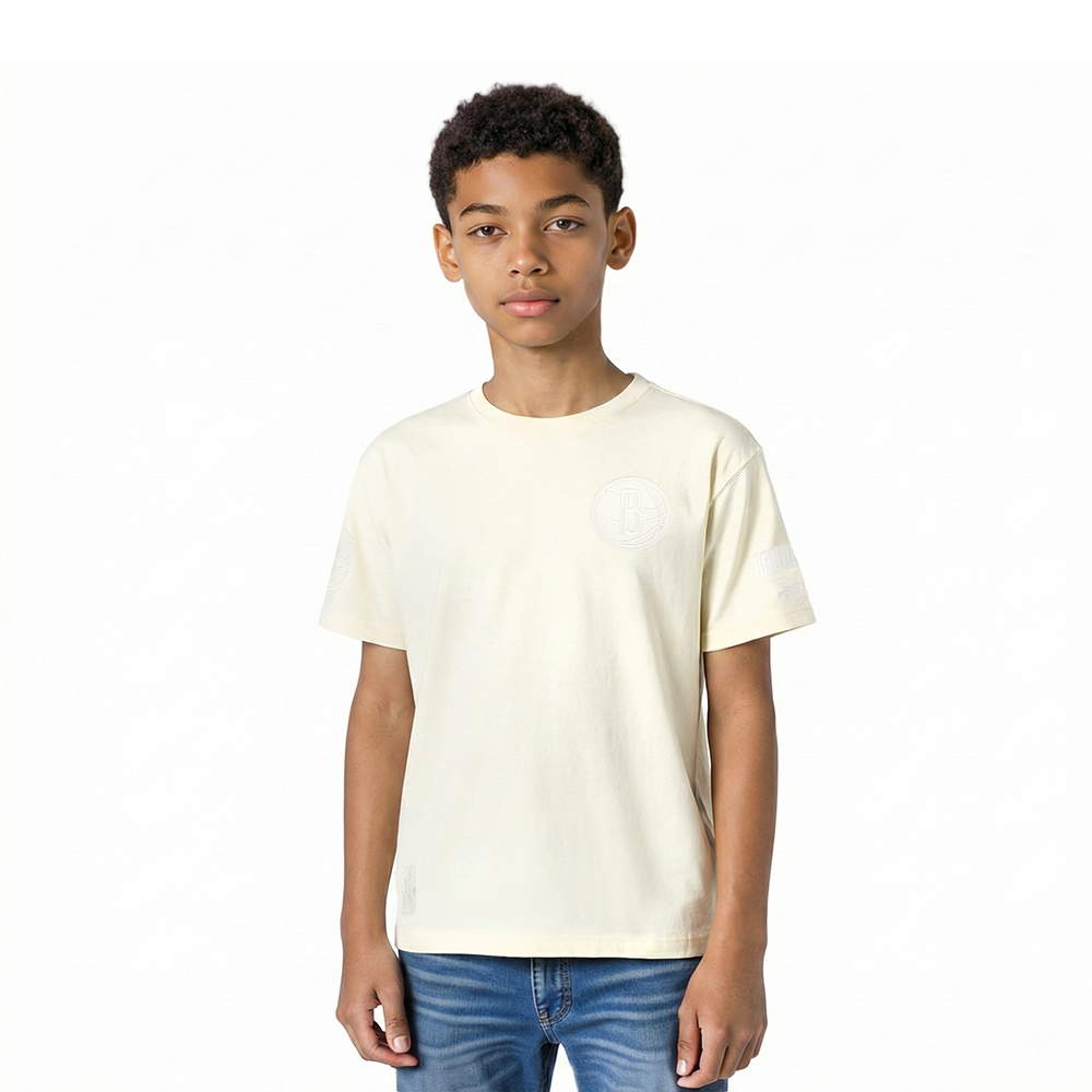 NBA BROOKLYN NETS NEUTRAL LITTLE BOY'S SHORT SLEEVE TEE (EGGSHELL)