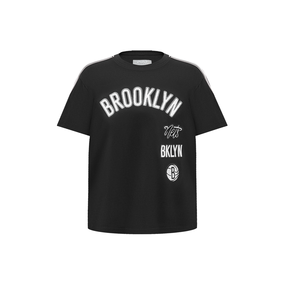NBA BROOKLYN NETS RETRO CLASSIC T-SHIRT À BANDES À MANCHES COURTES POUR GARÇON ENFANT (NOIR/GRIS)