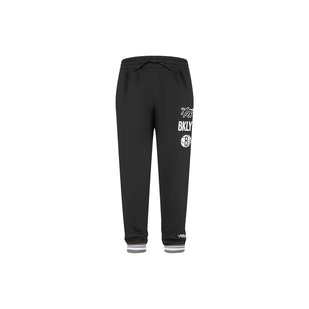 NBA BROOKLYN NETS RETRO CLASSIC LITTLE BOYS RIB FLC SWEATPANT (BLACK/GRAY)