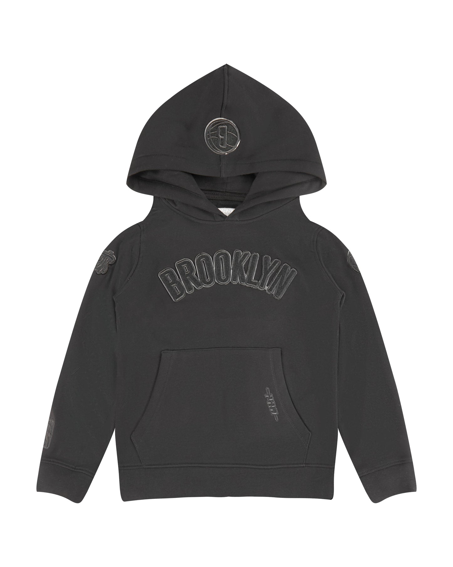 NBA BROOKLYN NETS TRIPLE BLACK LITTLE BOYS FLEECE PULLOVER HOODIE (BLACK)