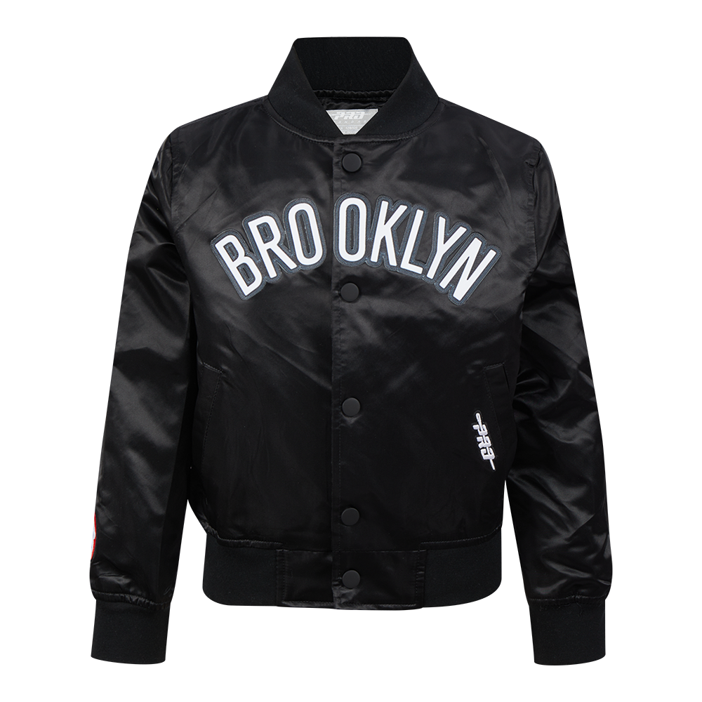 NBA BROOKLYN NETS CLASSIC BLOUSON EN SATIN POUR GARÇON ENFANT (NOIR)