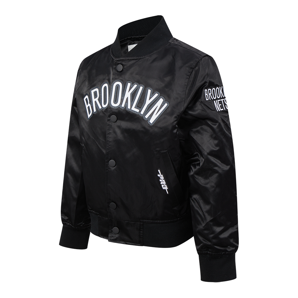 NBA BROOKLYN NETS CLASSIC LITTLE BOYS SATIN JACKET (BLACK)
