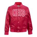 NBA BROOKLYN NETS TRIPLE PINK LITTLE GIRL'S SATIN JACKET (BEETROOT PURPLE)