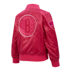 NBA BROOKLYN NETS TRIPLE PINK LITTLE GIRL'S SATIN JACKET (BEETROOT PURPLE)