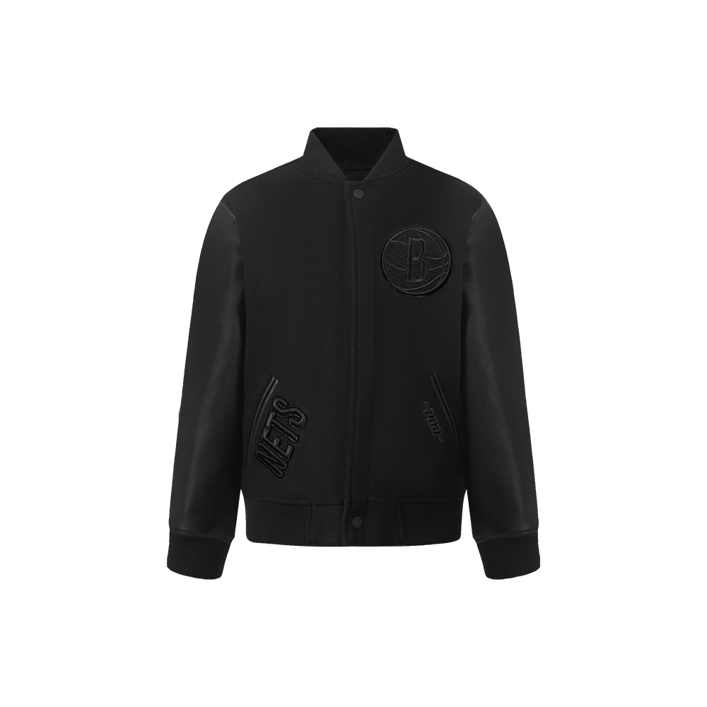 NBA BROOKLYN NETS TRIPLE BLACK BLOUSON COLLÉGIAL EN LAINE POUR GARÇON ENFANT (NOIR DE JAIS)