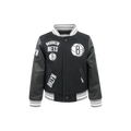 NBA BROOKLYN NETS RETRO CLASSIC BLOUSON COLLÉGIAL EN LAINE À BORDS CÔTELÉS POUR GARÇON ENFANT (NOIR/GRIS)