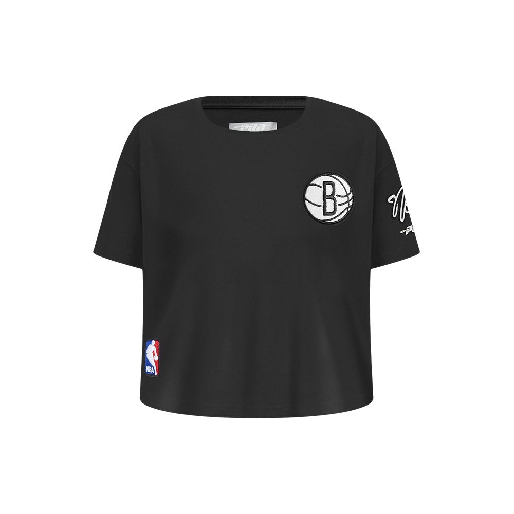 NBA BROOKLYN NETS CLASSIC T-SHIRT À COUPE CARRÉE À MANCHES COURTES POUR FILLE ENFANT (NOIR)