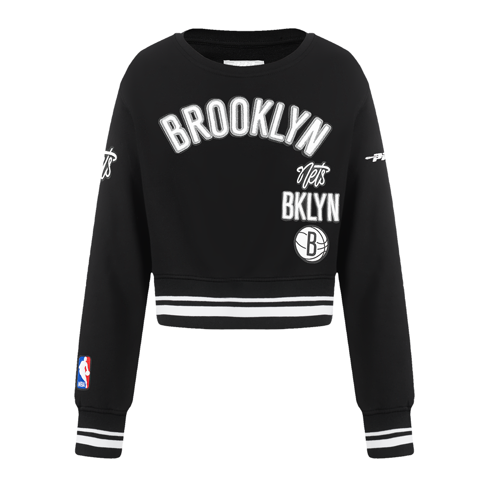 NBA BROOKLYN NETS RETRO CLASSIC CHANDAIL À COL ROND EN MOLLETON CÔTELÉ POUR FILLE ENFANT (NOIR)